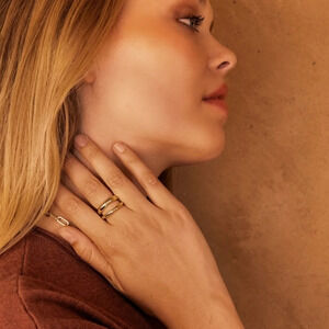 Loren Stewart Curateur Open Band Ring 14k Gold Plated Size 7 Double Band